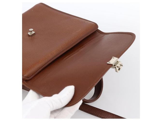 Borsa a mano Burberry in pelle 2 vie marrone oro Auth hk3526 D'oro - vista 11