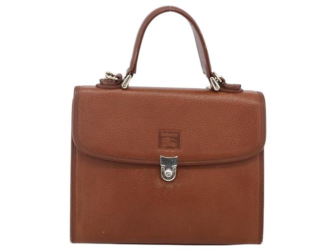 Borsa a mano Burberry in pelle 2 vie marrone oro Auth hk3526 D'oro - vista 13