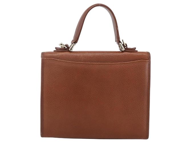Borsa a mano Burberry in pelle 2 vie marrone oro Auth hk3526 D'oro - vista 2