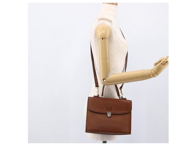 Borsa a mano Burberry in pelle 2 vie marrone oro Auth hk3526 D'oro - vista 25