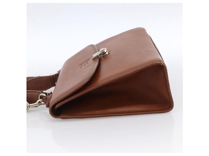 Borsa a mano Burberry in pelle 2 vie marrone oro Auth hk3526 D'oro - vista 3