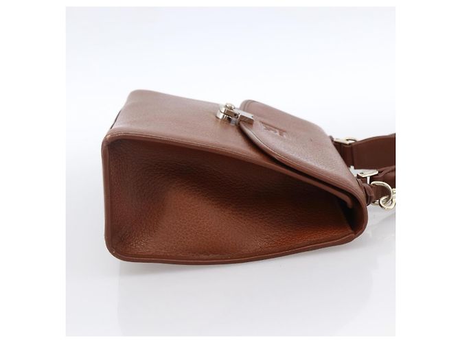 Borsa a mano Burberry in pelle 2 vie marrone oro Auth hk3526 D'oro - vista 4