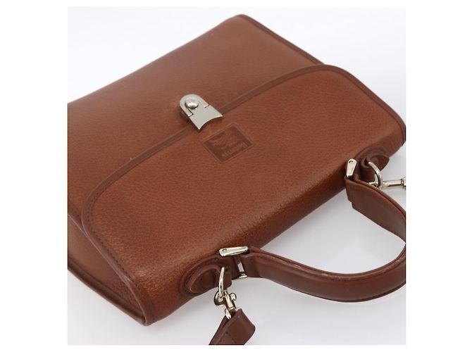 Borsa a mano Burberry in pelle 2 vie marrone oro Auth hk3526 D'oro - vista 6