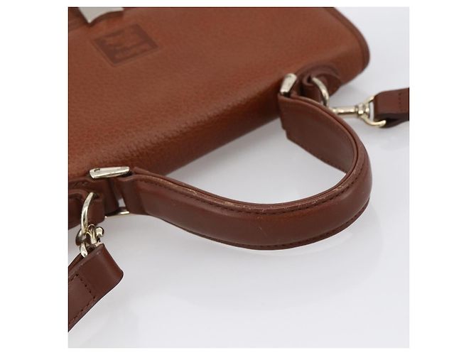Borsa a mano Burberry in pelle 2 vie marrone oro Auth hk3526 D'oro - vista 7