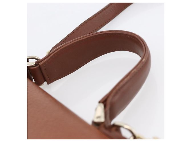 Borsa a mano Burberry in pelle 2 vie marrone oro Auth hk3526 D'oro - vista 8