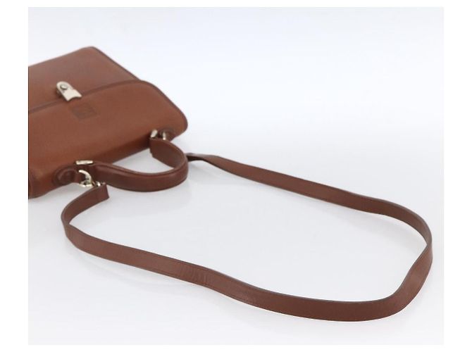 Borsa a mano Burberry in pelle 2 vie marrone oro Auth hk3526 D'oro - vista 9