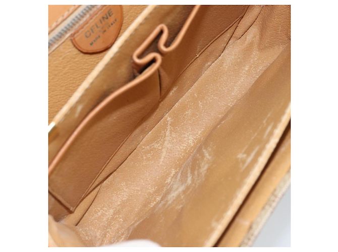 Céline Bolsa de ombro em lona Macadam Celine com estampa de carruagem PVC bege ouro Auth 172407 Dourado - vista 11