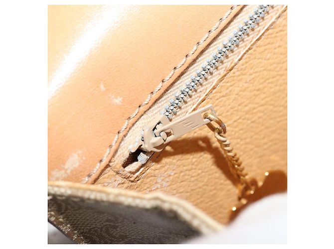 Céline Bolsa de ombro em lona Macadam Celine com estampa de carruagem PVC bege ouro Auth 172407 Dourado - vista 22