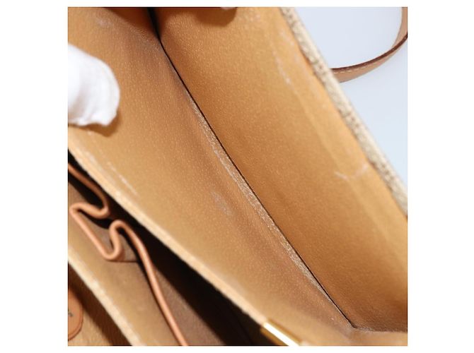 Céline Bolsa de ombro em lona Macadam Celine com estampa de carruagem PVC bege ouro Auth 172407 Dourado - vista 25