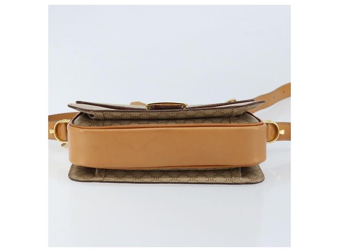 Céline Bolsa de ombro em lona Macadam Celine com estampa de carruagem PVC bege ouro Auth 172407 Dourado - vista 5