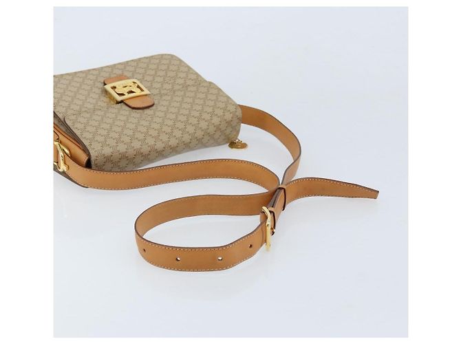 Céline Bolsa de ombro em lona Macadam Celine com estampa de carruagem PVC bege ouro Auth 172407 Dourado - vista 7