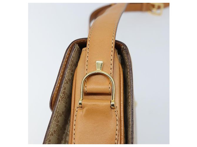 Céline Bolsa de ombro em lona Macadam Celine com estampa de carruagem PVC bege ouro Auth 172407 Dourado - vista 9