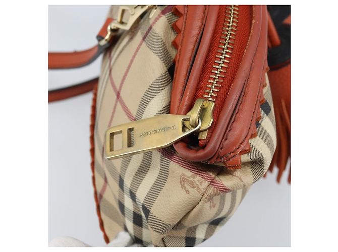 Borsa a spalla Nova Check in PVC beige e oro Auth LNZ329A di BURBERRY D'oro - vista 10