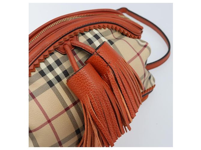 Borsa a spalla Nova Check in PVC beige e oro Auth LNZ329A di BURBERRY D'oro - vista 17