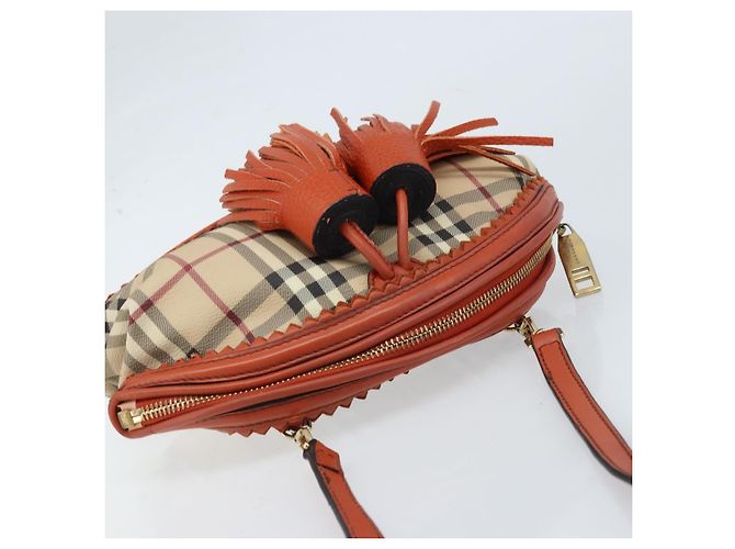 Borsa a spalla Nova Check in PVC beige e oro Auth LNZ329A di BURBERRY D'oro - vista 6