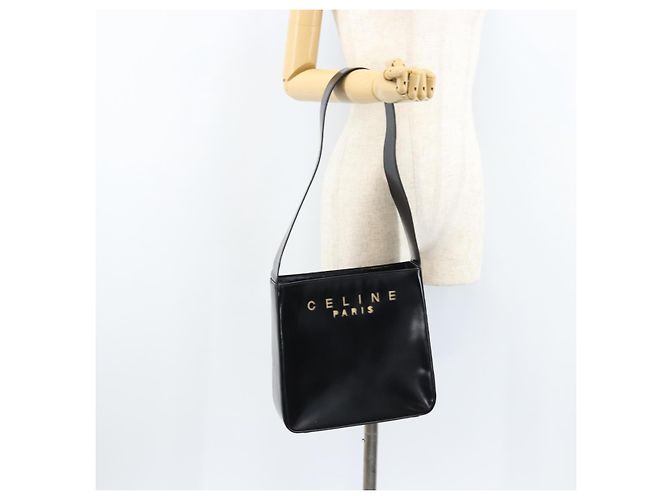 Céline Borsa a Spalla CELINE in Pelle Nera Oro Auth LNZ211 Nero D'oro - vista 24