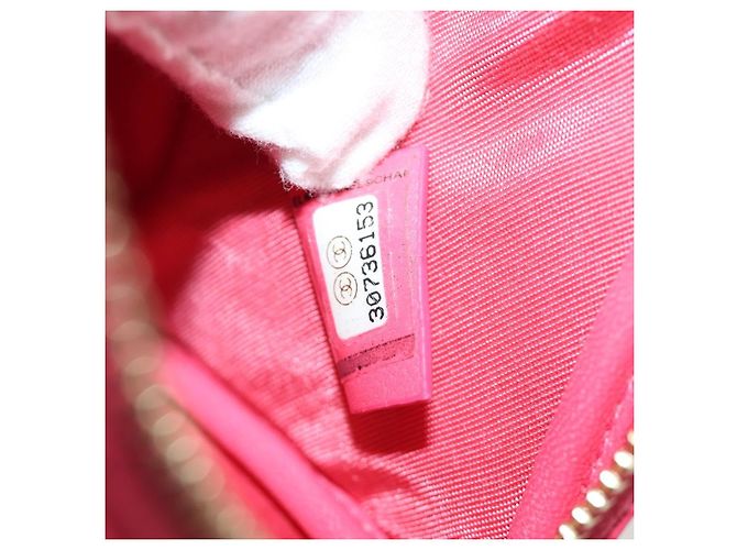 CHANEL Pochette a Spalla Choco Bar con Catena in Pelle di Agnello Rosa Oro CC Auth LNZ440SAM D'oro - vista 10