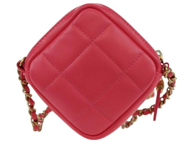 CHANEL Pochette a Spalla Choco Bar con Catena in Pelle di Agnello Rosa Oro CC Auth LNZ440SAM D'oro - vista 2