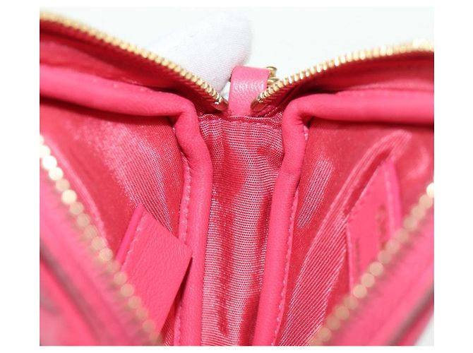 CHANEL Pochette a Spalla Choco Bar con Catena in Pelle di Agnello Rosa Oro CC Auth LNZ440SAM D'oro - vista 23