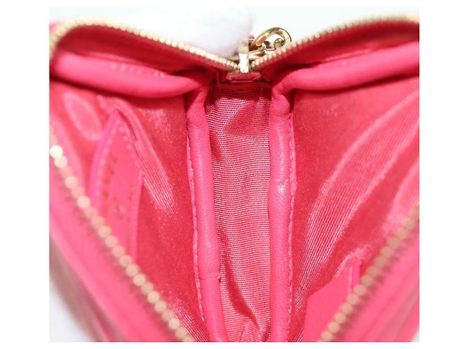 CHANEL Pochette a Spalla Choco Bar con Catena in Pelle di Agnello Rosa Oro CC Auth LNZ440SAM D'oro - vista 24