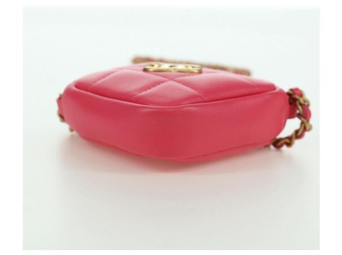CHANEL Pochette a Spalla Choco Bar con Catena in Pelle di Agnello Rosa Oro CC Auth LNZ440SAM D'oro - vista 5