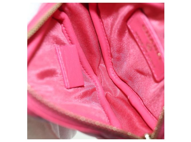 CHANEL Pochette a Spalla Choco Bar con Catena in Pelle di Agnello Rosa Oro CC Auth LNZ440SAM D'oro - vista 9