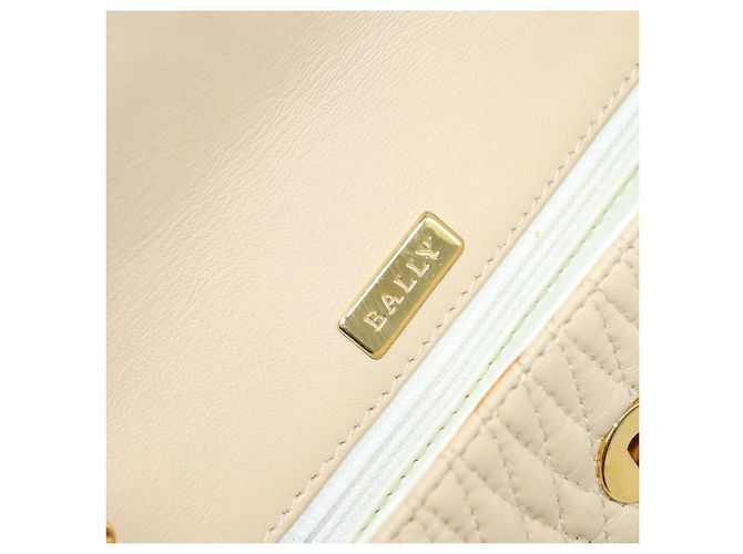 BALLY Borsa a Spalla con Catena Pelle Beige Oro Auth am10887V D'oro - vista 18