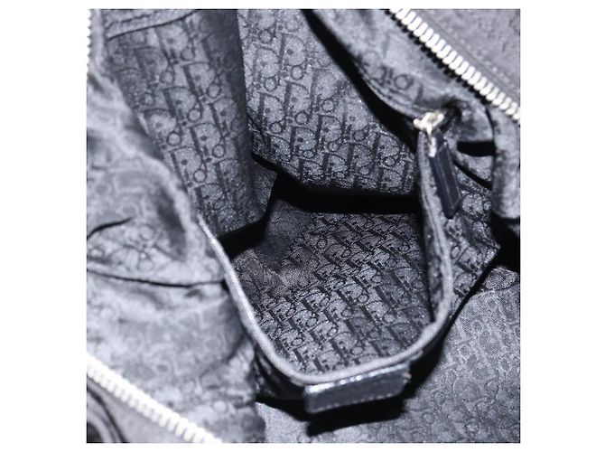 Borsa Tote Christian Dior in nylon nero argento Auth BSZ026V - vista 10