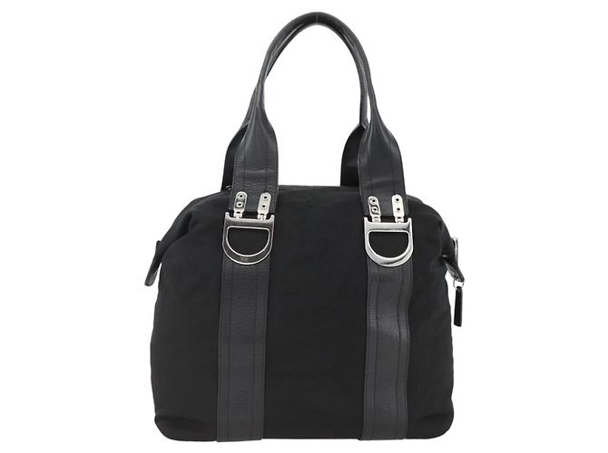 Borsa Tote Christian Dior in nylon nero argento Auth BSZ026V - vista 13
