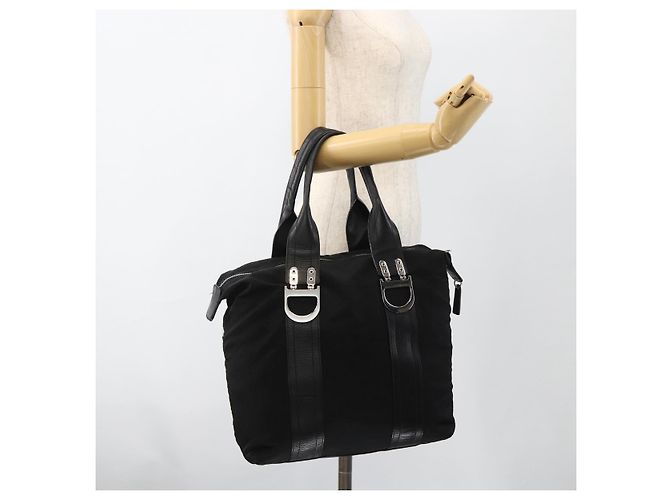 Borsa Tote Christian Dior in nylon nero argento Auth BSZ026V - vista 15