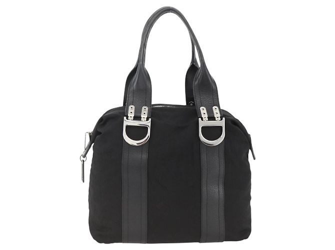 Borsa Tote Christian Dior in nylon nero argento Auth BSZ026V - vista 2