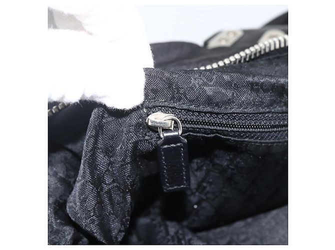 Borsa Tote Christian Dior in nylon nero argento Auth BSZ026V - vista 9
