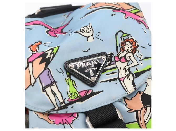 PRADA Backpack Nylon Light Blue Silver Auth LNZ330 Silvery - view 20
