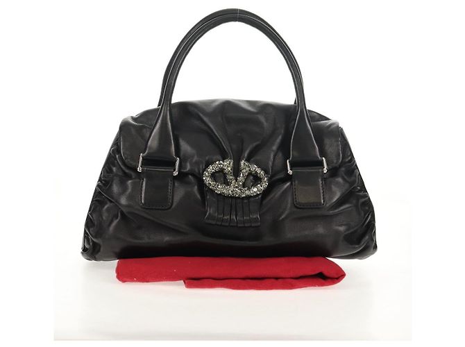 VALENTINO Borsa a mano in pelle nera argento Auth 152881A Nero - vista 12