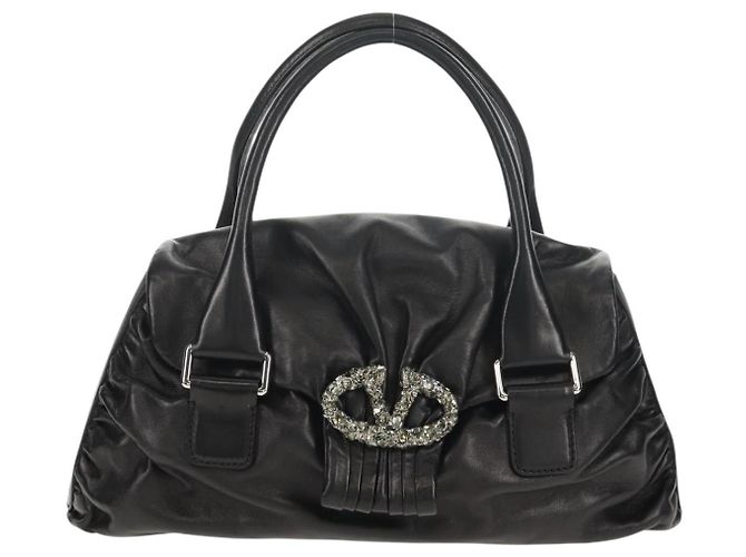 VALENTINO Borsa a mano in pelle nera argento Auth 152881A Nero - vista 13
