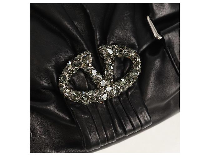VALENTINO Borsa a mano in pelle nera argento Auth 152881A Nero - vista 18