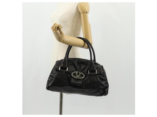 VALENTINO Borsa a mano in pelle nera argento Auth 152881A Nero - vista 25