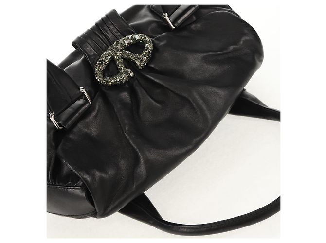 VALENTINO Borsa a mano in pelle nera argento Auth 152881A Nero - vista 6