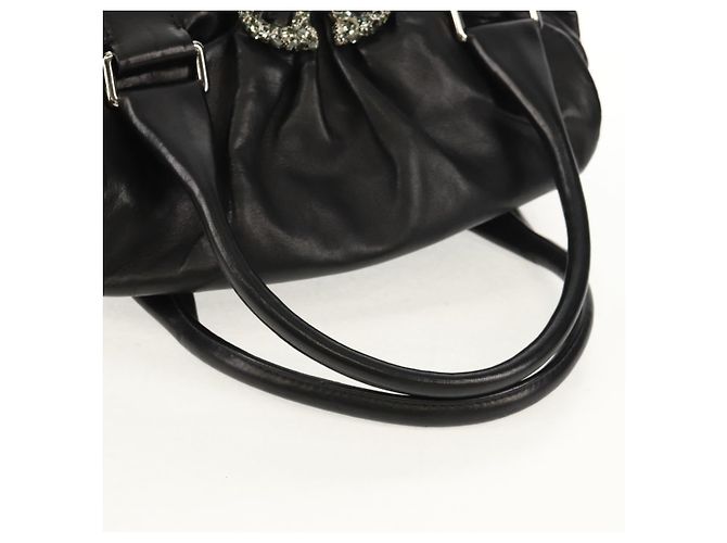 VALENTINO Borsa a mano in pelle nera argento Auth 152881A Nero - vista 7