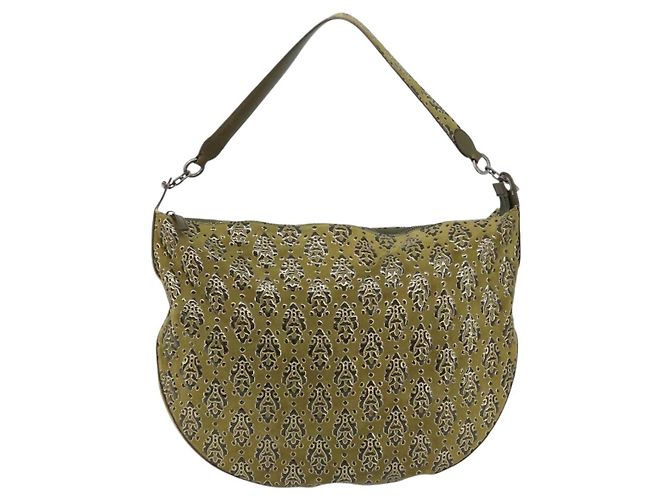Borsa a Spalla Salvatore Ferragamo in Camoscio Khaki Auth 172292 Cachi - vista 13