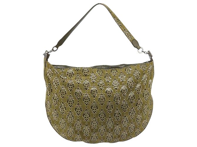 Borsa a Spalla Salvatore Ferragamo in Camoscio Khaki Auth 172292 Cachi - vista 2