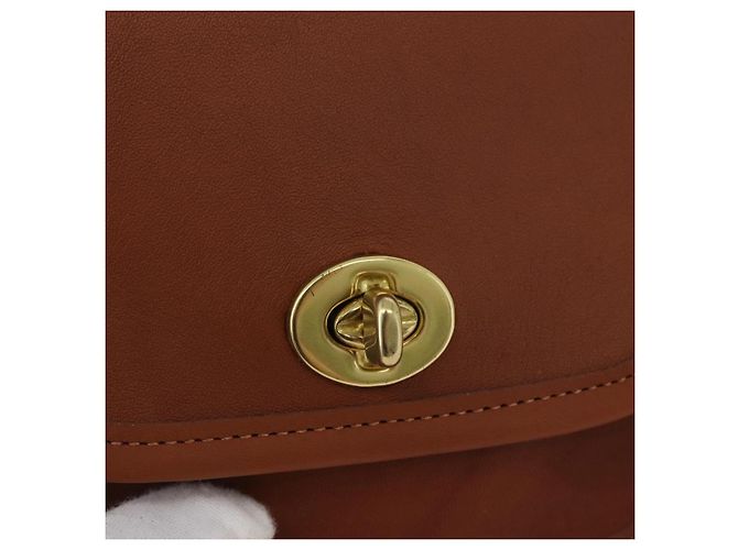 Borsa a spalla in pelle marrone con chiusura Turn Lock Coach, oro, Auth mr1507 D'oro - vista 18