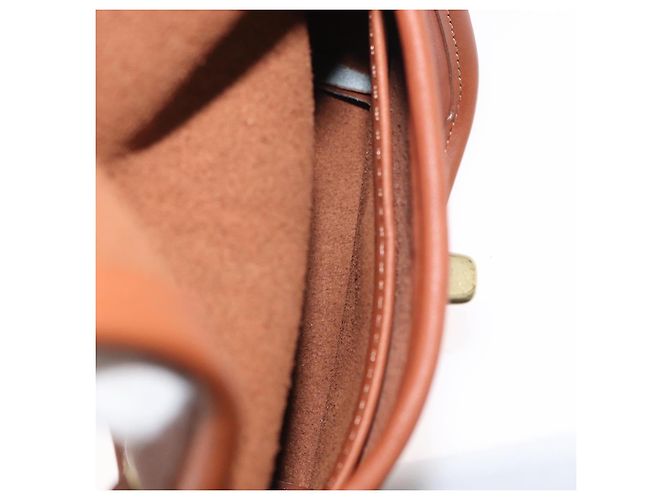 Borsa a spalla in pelle marrone con chiusura Turn Lock Coach, oro, Auth mr1507 D'oro - vista 19