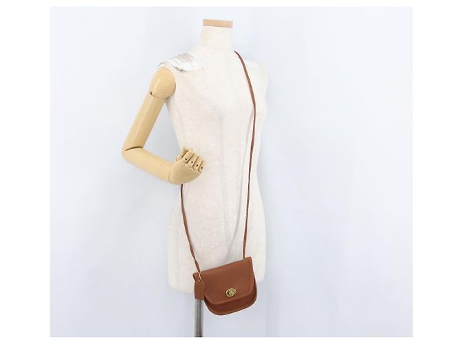 Borsa a spalla in pelle marrone con chiusura Turn Lock Coach, oro, Auth mr1507 D'oro - vista 21