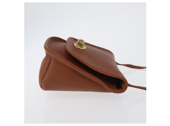 Borsa a spalla in pelle marrone con chiusura Turn Lock Coach, oro, Auth mr1507 D'oro - vista 3