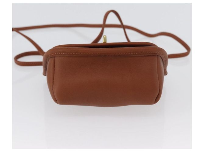 Borsa a spalla in pelle marrone con chiusura Turn Lock Coach, oro, Auth mr1507 D'oro - vista 5