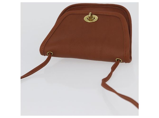Borsa a spalla in pelle marrone con chiusura Turn Lock Coach, oro, Auth mr1507 D'oro - vista 6