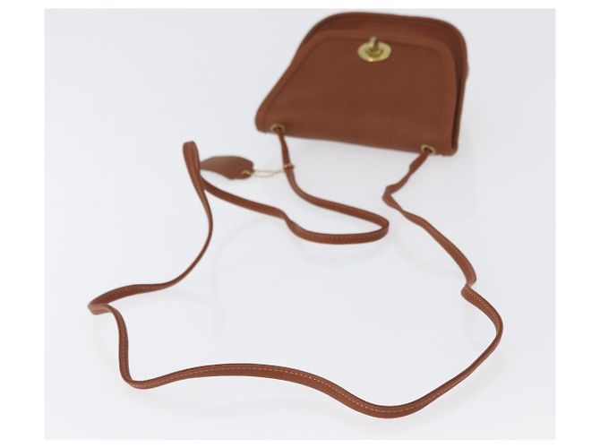Borsa a spalla in pelle marrone con chiusura Turn Lock Coach, oro, Auth mr1507 D'oro - vista 7