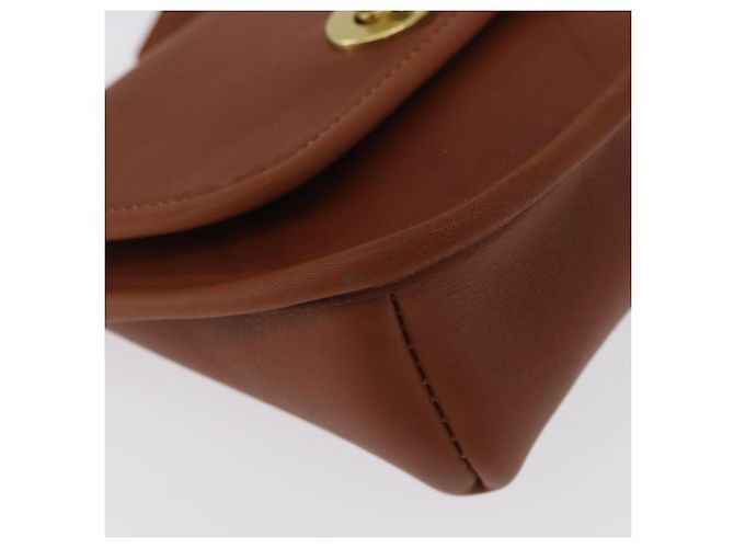 Borsa a spalla in pelle marrone con chiusura Turn Lock Coach, oro, Auth mr1507 D'oro - vista 8