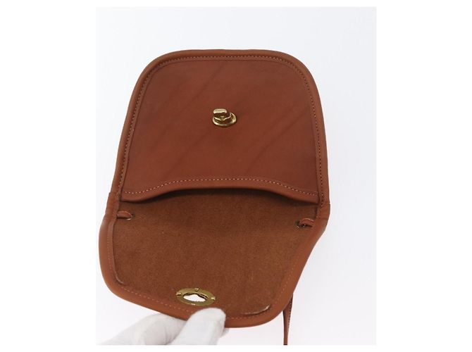Borsa a spalla in pelle marrone con chiusura Turn Lock Coach, oro, Auth mr1507 D'oro - vista 9